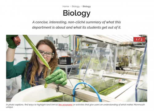 Academic department landing page header