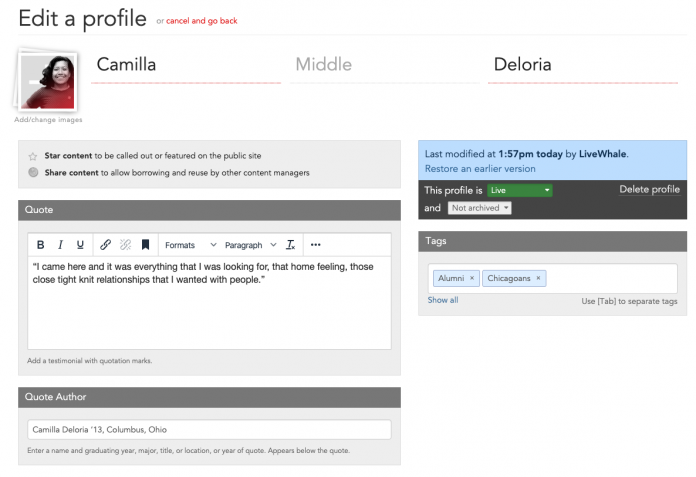 Testimonials Accordion Help page